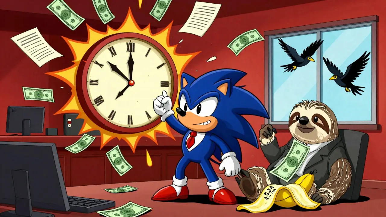 A hedgehog lawyer wins a Paragraph IV case as 180 days of exclusivity rains money, while a sloth slips on a 'Pay-for-Delay' banana peel.